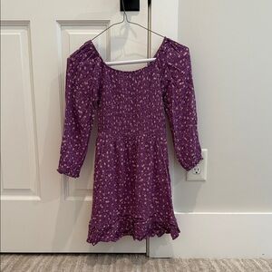 Chic Purple Kids Dress with Floral Design